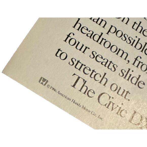 Honda Civic DX Hatchback 1986 Advertisement 2 Pg 5 Speed Manual Cookie Cutter - Picture 5 of 5